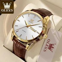 OLEVS-Montre à Quartz de Marque de Luxe pour Homme, Décontractée, à la Mode, pour Cadeaux, en Cuir Respirant, Étanche, Lumineuse 1