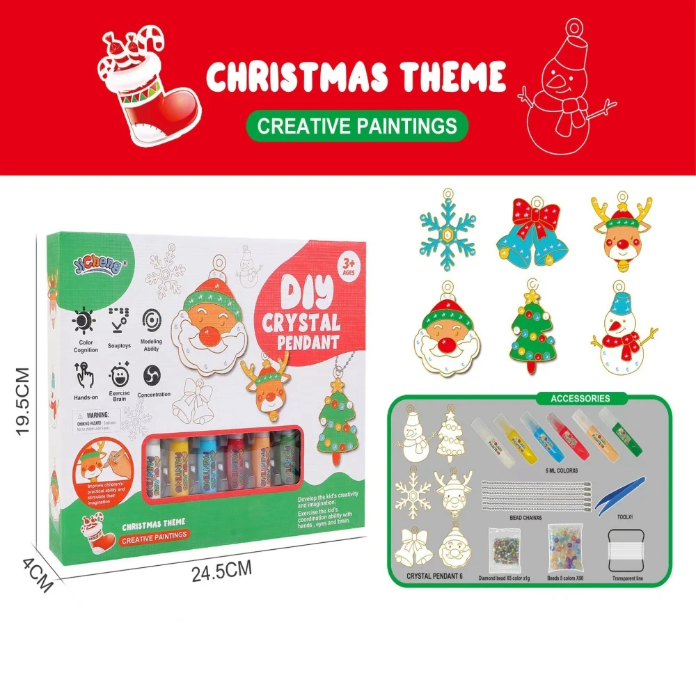 

Christmas Decoration Free Baking Glue Painting Children Handmade DIY Graffiti Toy Crystal Paint Arts and Crafts Set Kids Gifts