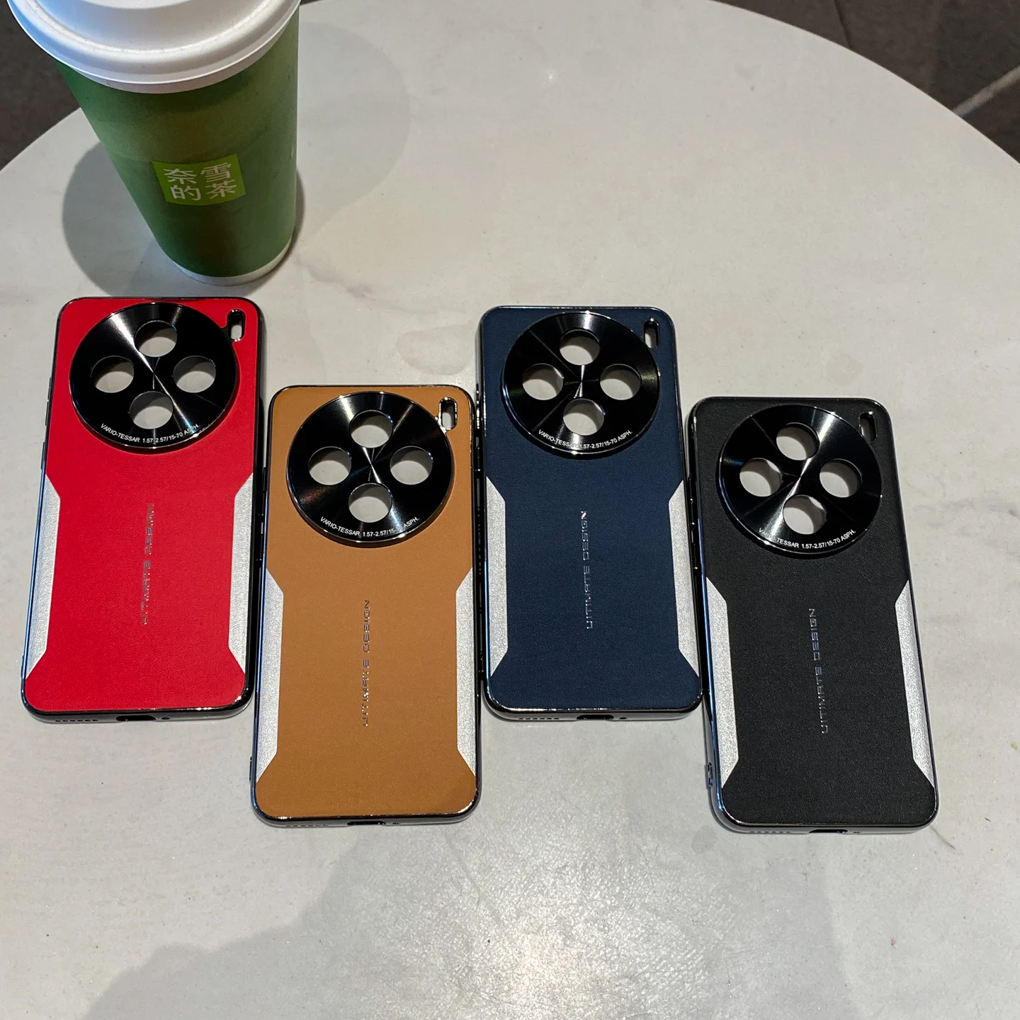 Luxury Matte Leather Texture Phone Case with Electroplated Frame and Glare Camera Protection