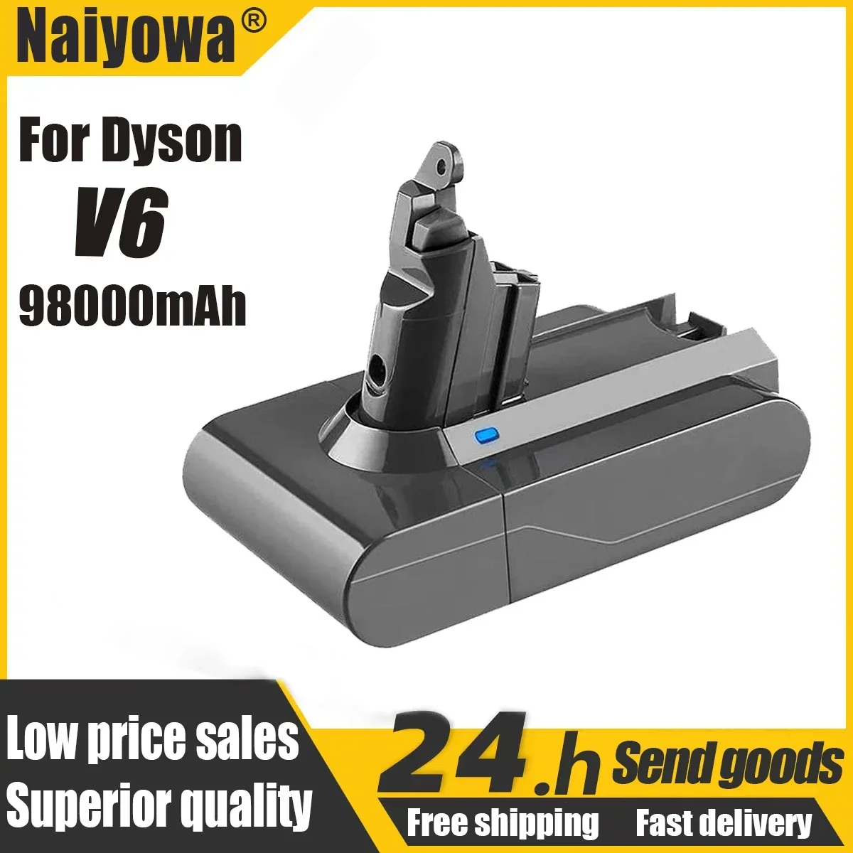 

2022 38000mAh 21.6V 38Ah Li-ion Battery for Dyson V6 DC58 DC59 DC61 DC62 DC74 SV09 SV07 SV03 965874-02 Vacuum Cleaner Battery