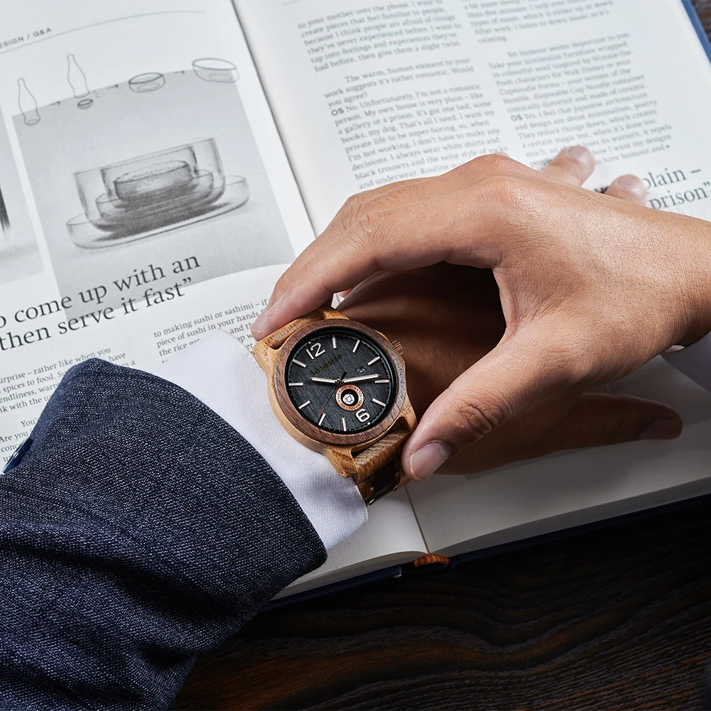 Wood Watch Japanese Movement Men's Quartz Wristwatch BOBOBIRD Top New Design Week Date Display Custom Watches Great Gift Box_voghion.com