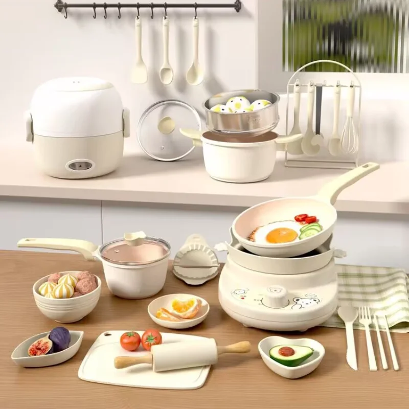 New Mini Kitchenette Children'S Educational Toys Boy And Girl Pretend Play Kitchenette Real Cooking Full Set Chidren Birthday