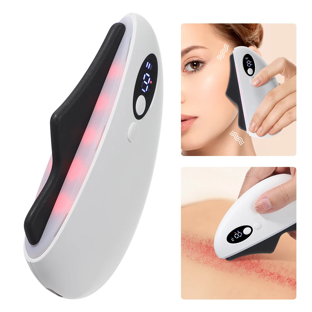 

Electric Scraping Board Meridian Brush Facial Massager Vibration Scraping Massage Red Light Hot Compress Face Lifting Body Slim