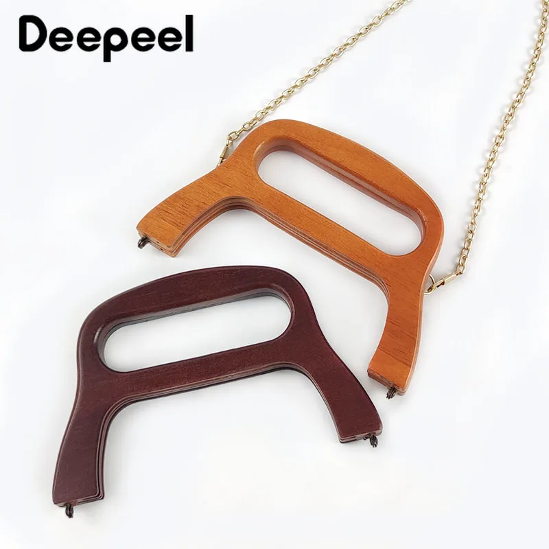 1/2Pcs 15.5/18.5/20cm Solid Wood Handle Making Bags Handmade Sewing Brackets Purse Frame Wooden Kiss Clasp DIY Bag Accessories