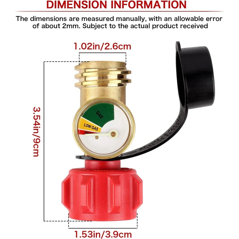 Propane Gauge Level Indicator Leak Detector Gas Pressure Meter Universal For Gas Grill, Lantern, Heater
