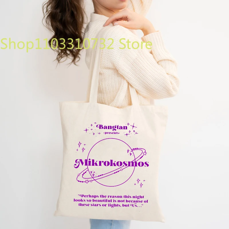 

Bangtan Fashion Print Canvas Tote Bag, Reusable Shopper Bag, Versatile Shoulder Bag, Versatile Handbag For Men, Gift For Her