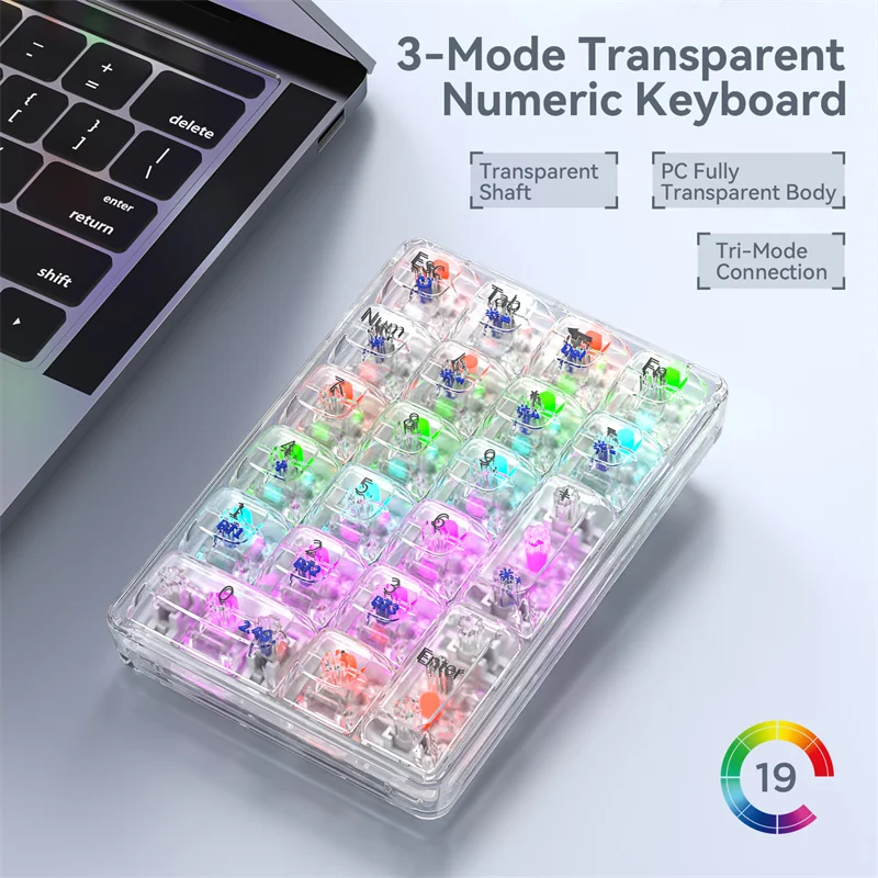 K Colorful New Backlight Hot swappable key G Wireless Bluetooth Wired Transparent Three mode Mecha_voghion.com