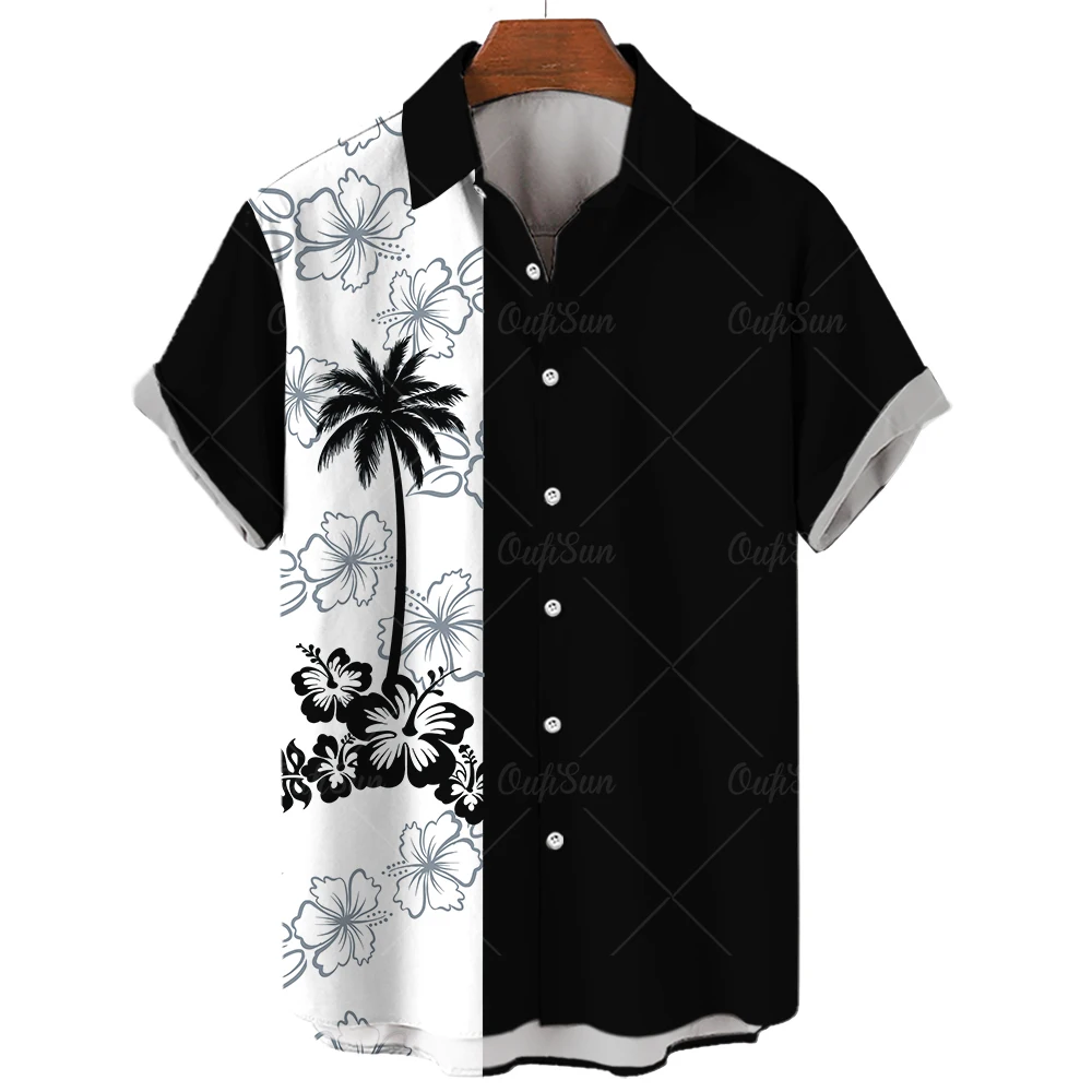 

Summer Shirts Men's Hawaiian Shirt Casual Fashion Street Short Sleeves Coconut Tree Print Tops Beach Vacation Party Men's Shirt