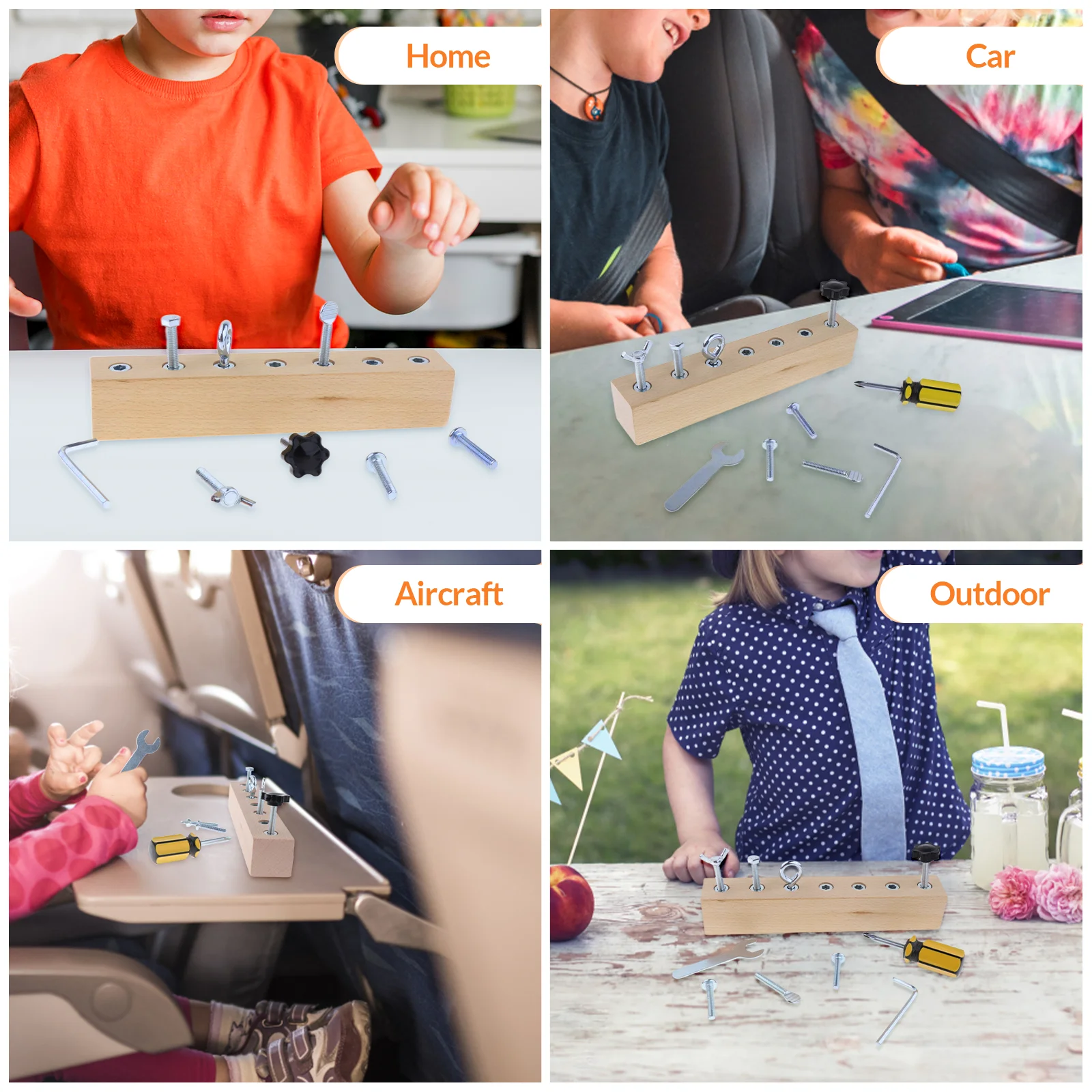 

Screwdriver Board Set Wooden Screw Board for Children from 3 Years Preschool