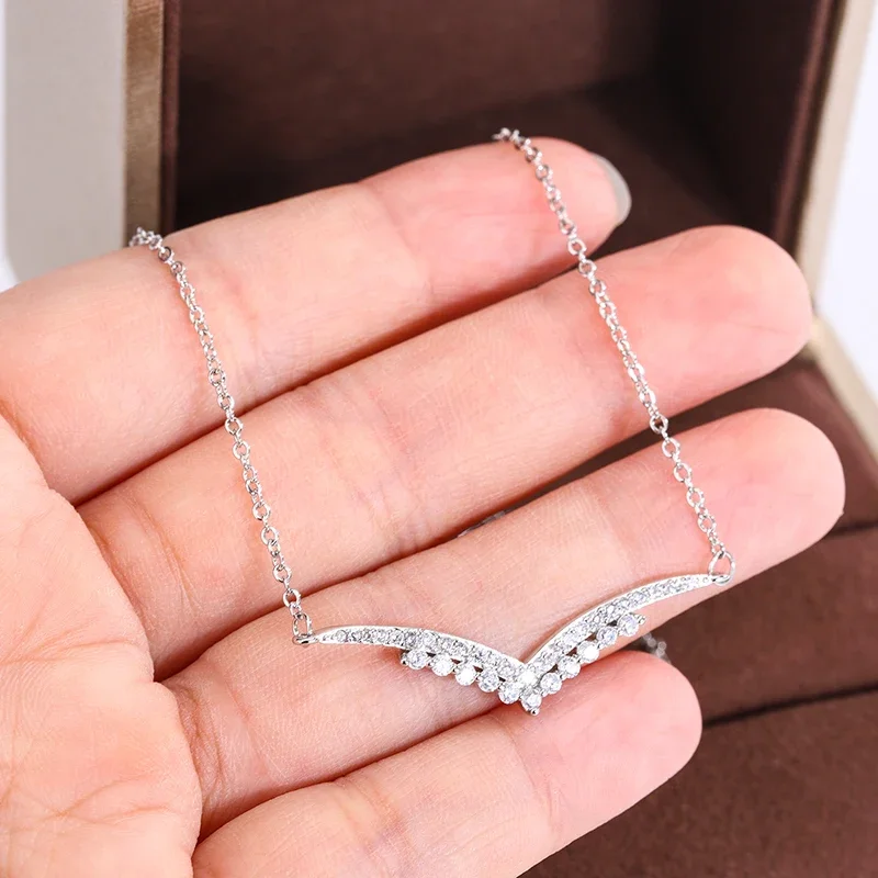 Women's Fashion V Pendant Clavicle Chain 925 Stamp Necklace Wedding Bridal Jewelry Pendant pendant necklace silver necklace