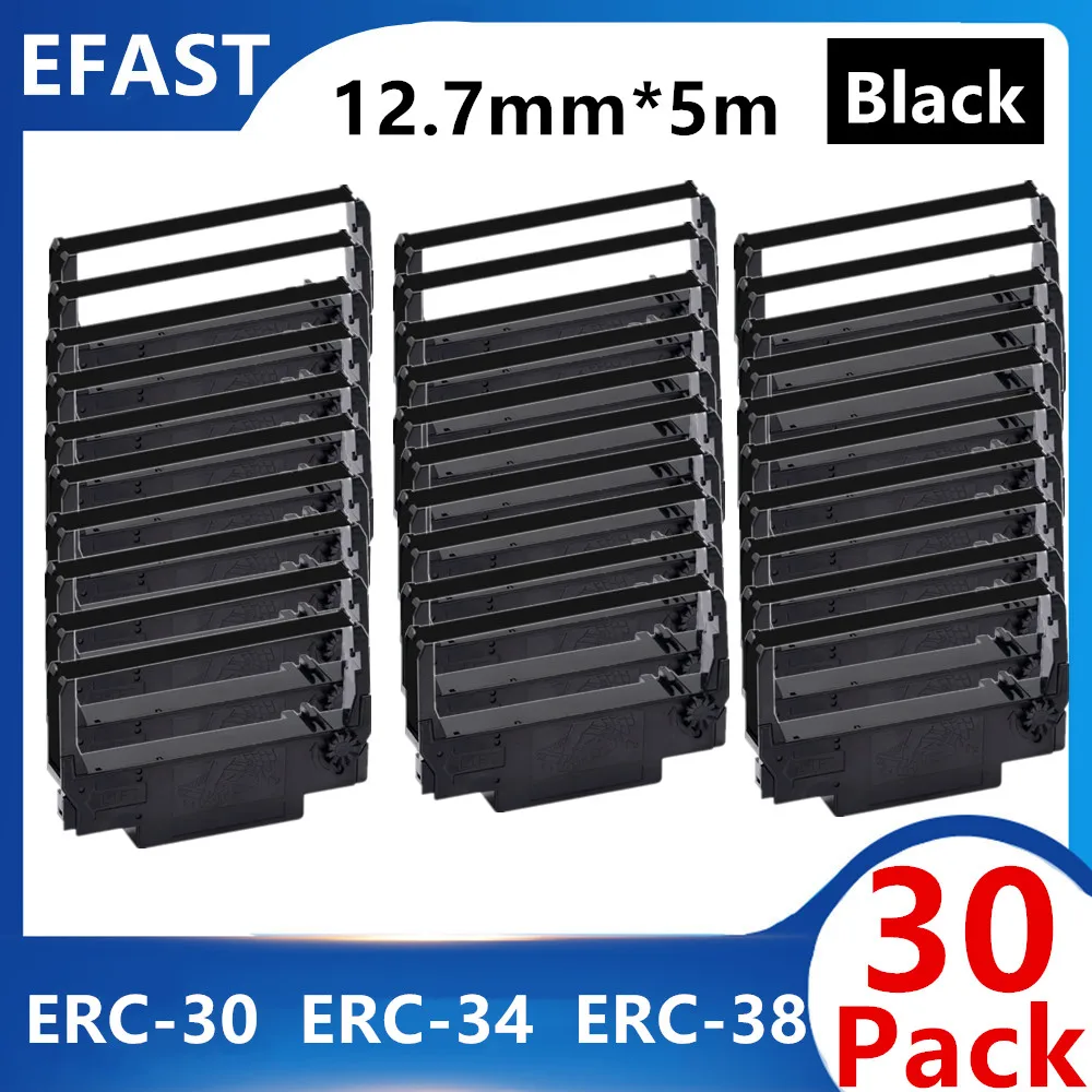 

30Packs ERC30 ERC-30 ERC 30 34 38 Black BK Compatible Ribbon Cartridge for Use in ERC38 NK506 Printer Ink Ribbon 12.7mm*5m