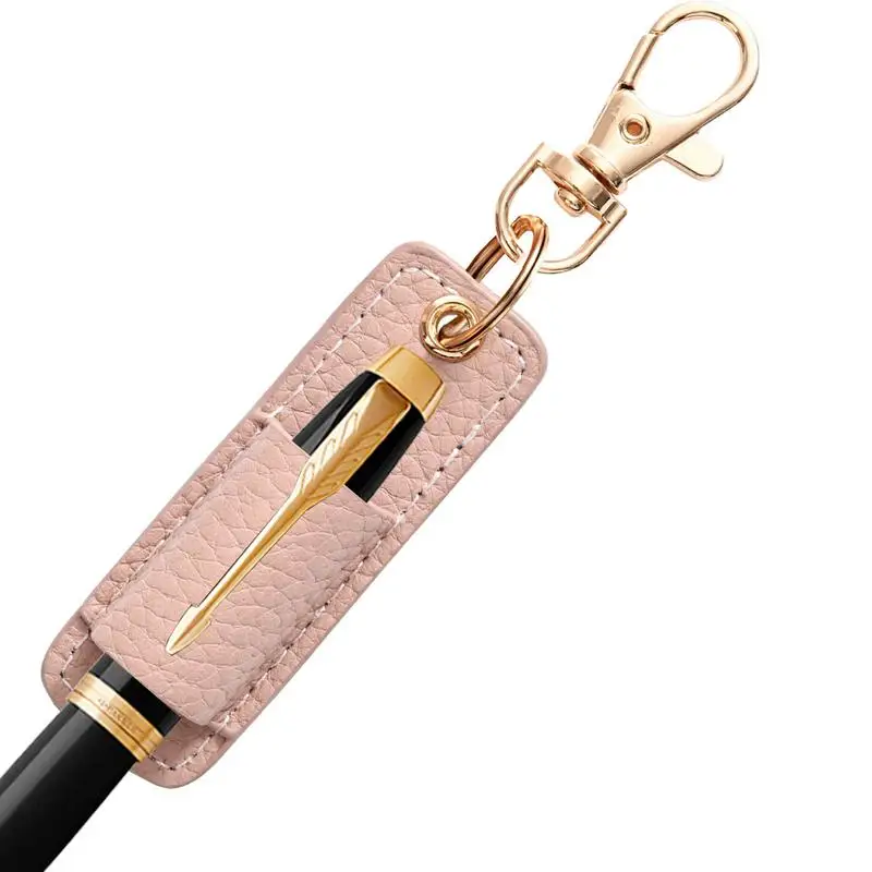 Lanyard Pen Holder Clipboard Pencil Holder Pen Clip Keychain Anti-Lost Pen Holder for Badge Leather Pen Pencil Holders for Pens