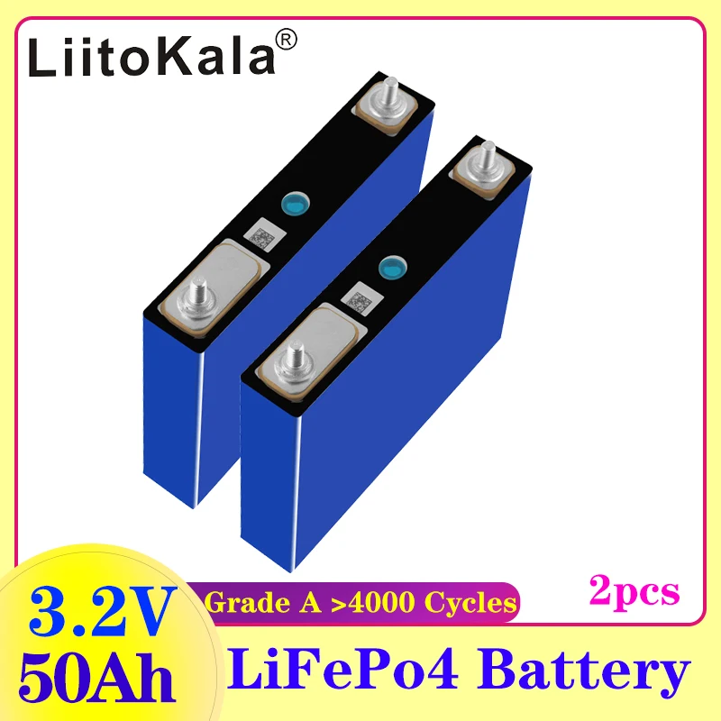 

2PCS LiitoKala 3.2v 50Ah lifepo4 cells lithium batteries for electric bike battery pack solar energy system EU US Tax Free