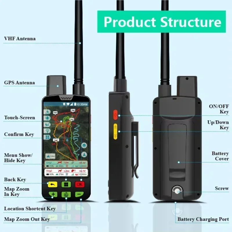 Dog tracking GPS hybrid 4G and VHF seeking hunting