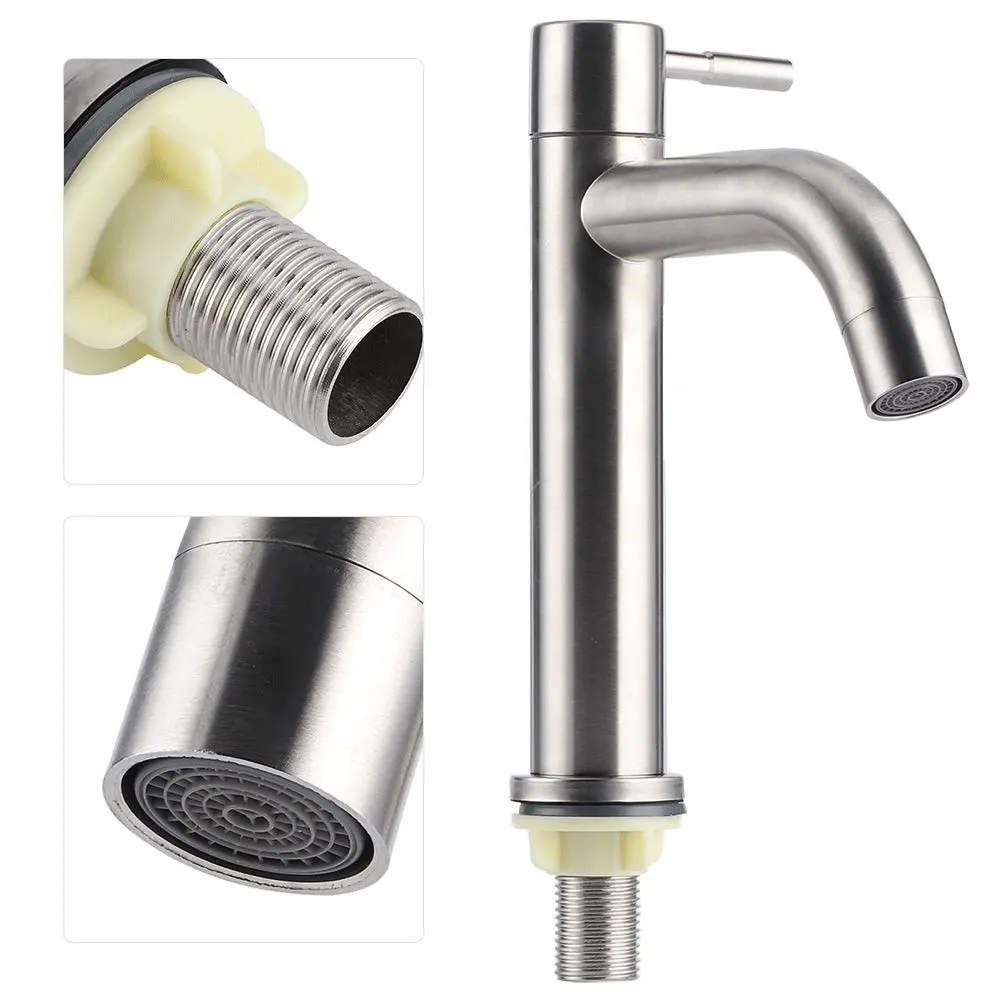 Bathroom Faucet Stainless Steel Single Cold Water Faucet Bathroom Basin Balcony Basin