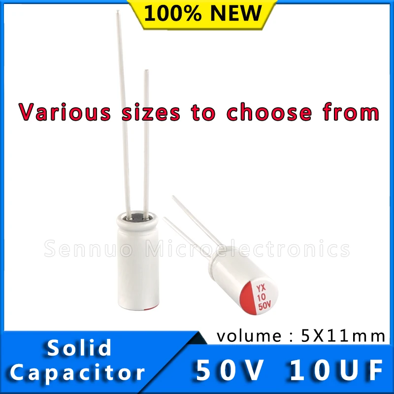 

10pcs Capacitors 10 uf 50v Solid Electrolytic Capacitors 50v 10uf 5x11 Aluminum Electrolytic Capacitors Solid Capacitors