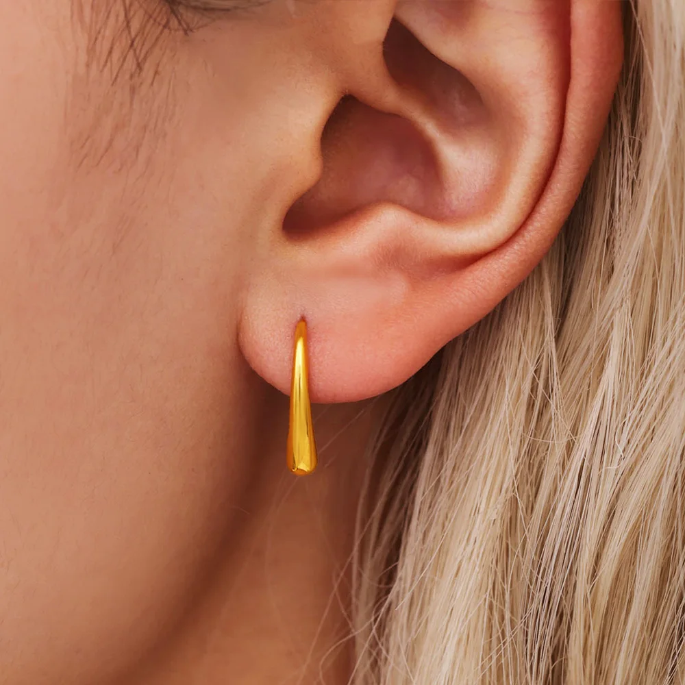 Einfache, hochwertige Edelstahl-Ohrringe für Damen, luxuriös, goldfarben, Silber, baumelnde Ohrringe, lange Ohrstecker, Schmuck, Trends 2025 – Detail 6