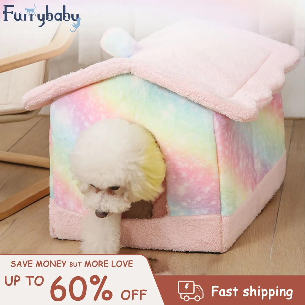 

Cat Bed Pet House Puppy Cat Tent Indoor Winter Warm Cozy Chihuahua Kennel Tent Cat Nest Plush Cushion Removable Pet Supplies