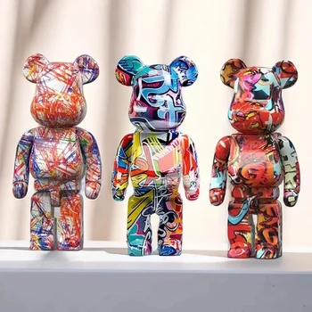 Figurine ours Graffiti 27cm/10 pouces, décoration de maison, ornement abstrait Animal, pot d'argent, Sculpture de salle moderne, décor de Table 1