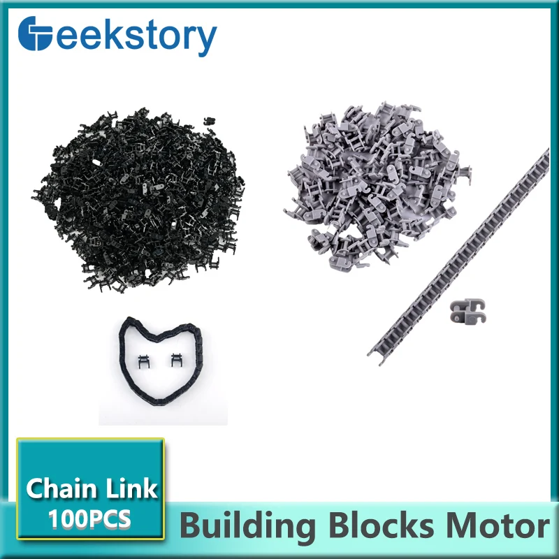 100PCS Gray/Black Small Chain Link Technical Bricks Chain Crawler For 3711 Building Blocks DIY Parts Assembly Toy