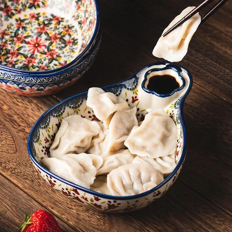 

Creative America Dumpling Plate Ceramic Tableware Divided Grid Dish Sauce and Vinegar Breakfast Salad Fruit Plate Multi Function