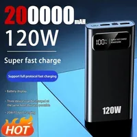 120W Super Fast Charging Battery 200000mAh High Capacity Digital Display Power Bank For Iphone Samsung Xiaomi Huawei 2