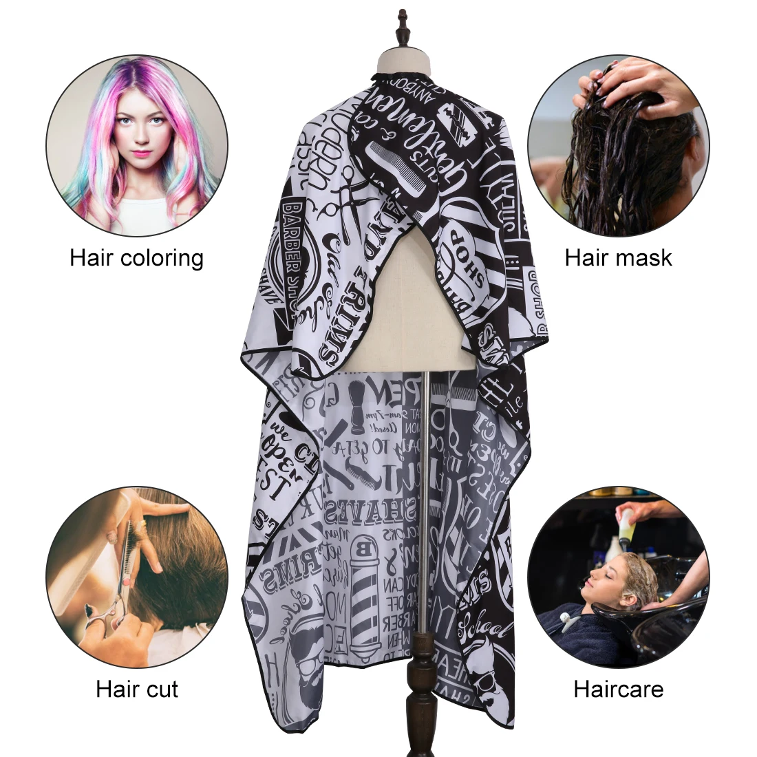 Barber Shop Accessories Hair Salon Barber Cape 300T Polyester Hair Cutting Wai Cloth Salon Styling