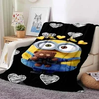 3D Printed Cartoon Cute Big Eyes A-Minions Blanket Soft and Comfortable Children's Nap Blanket Portable Travel Blanket 1