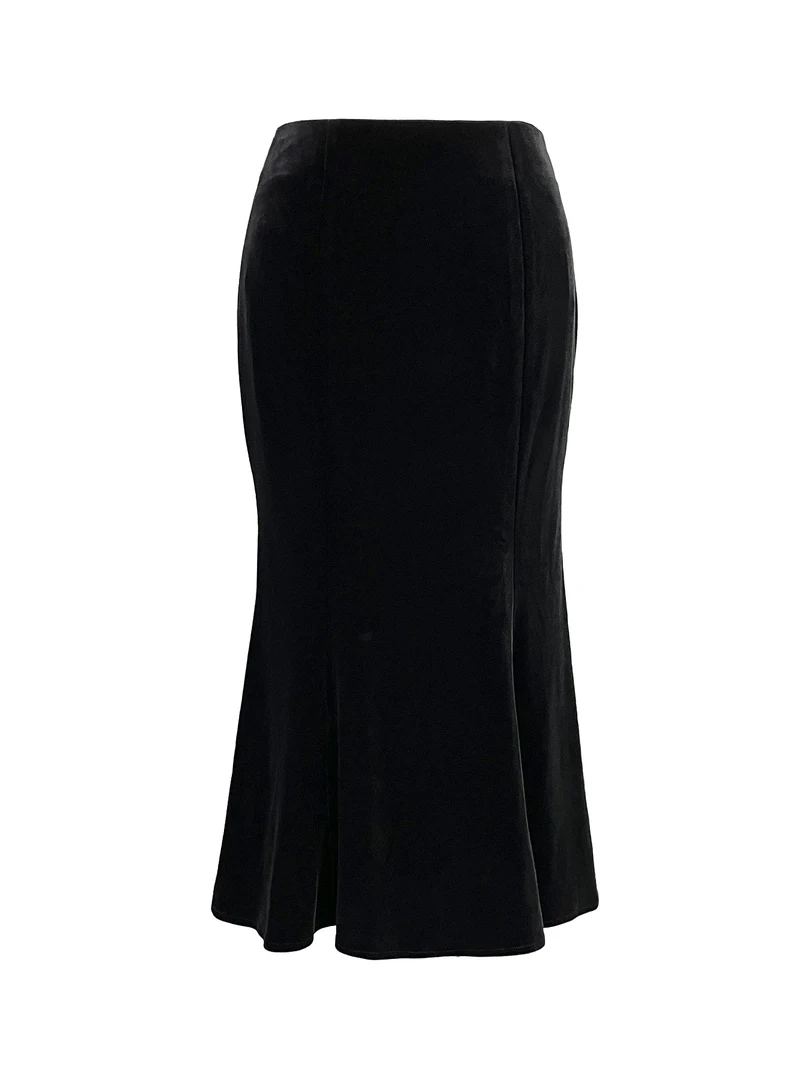 

Silk velvet half skirt versatile fashion 2024 summer new 1123