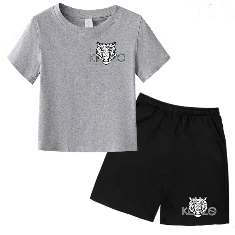 Kids Set Cartoon Print Kids Summer Boys Girls Sports T-shirt Set Casual Short Sleeve Shorts 2-piece 3-13 Years Old