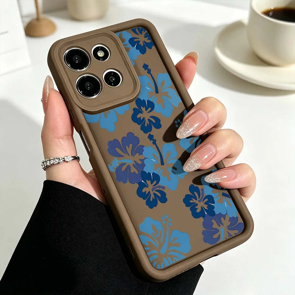 Blue Pink Hibiscus Phone Case with Fusion Eye Ladder Design