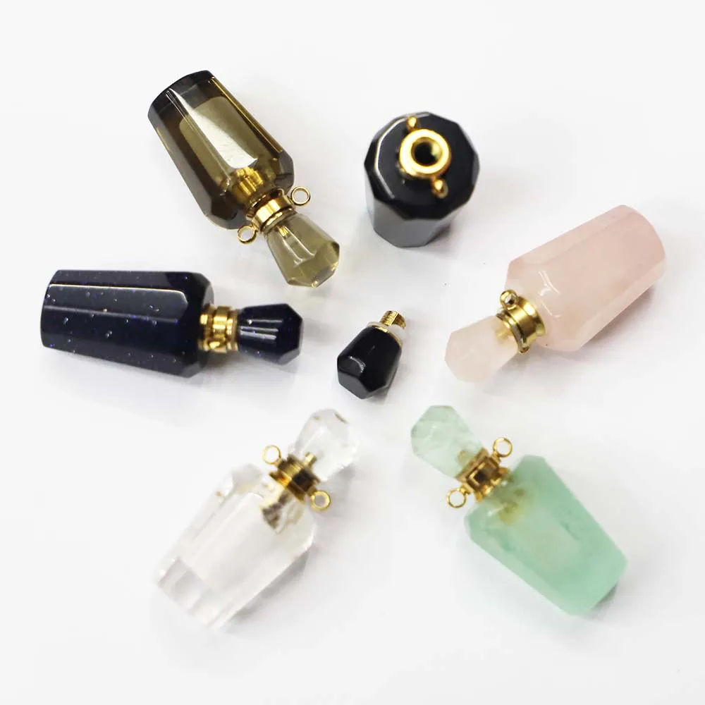 New Natural Stone Perfume Aromatherapy Oil Bottle Pendant Essential Fashion Jewelry Gift Making Charms DIY Necklaces Accessories