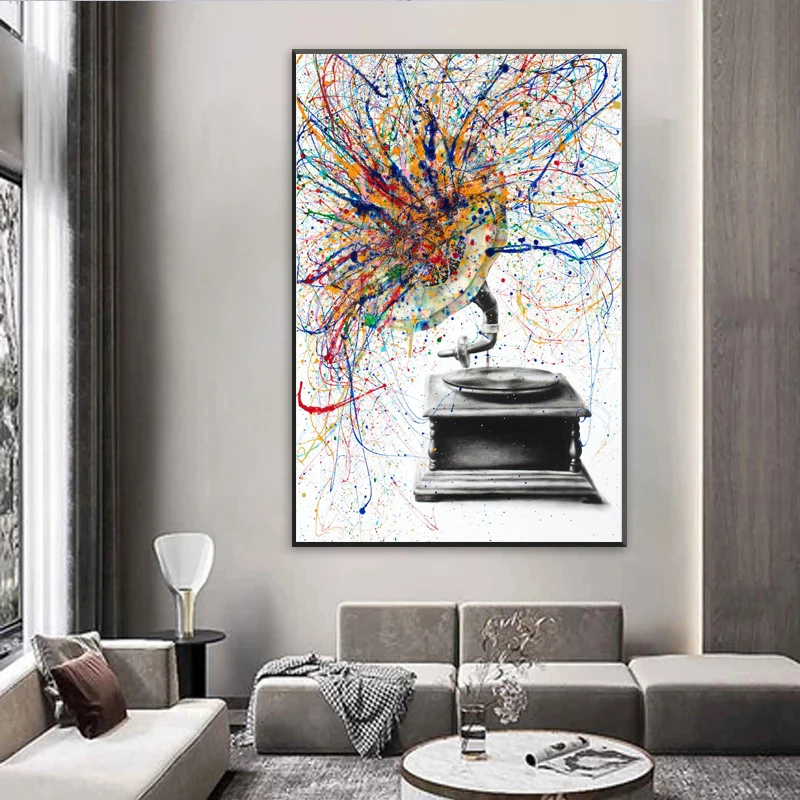 

Graffiti Art Gramophone Canvas Painting Modern Abstract Violin GuitarMusical Instrument Art Posters Print wall Home Decoration