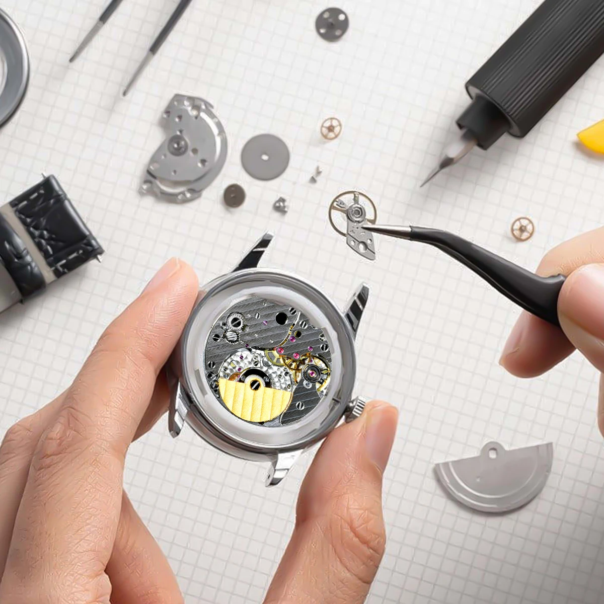 5015A 마이크로 로터 오토매틱 무브먼트 38석 시계 무브먼트 수동 와인딩 3핸즈 3H 캘린더 시계 부품 교체
