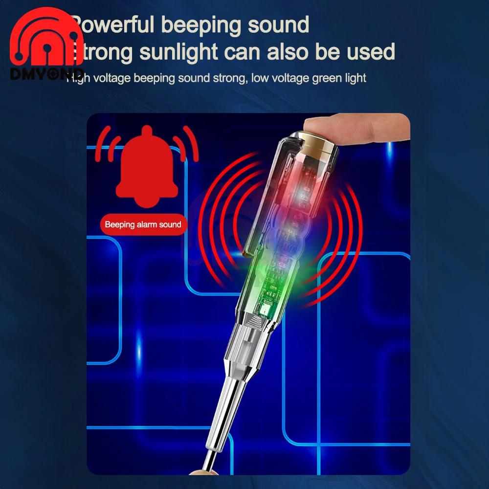 Three-lamp Voltage Tester Pen Built-in Buzzer Non-contact Induction Test Pencil Voltmeter Power Detector Screwdriver Indicator 3