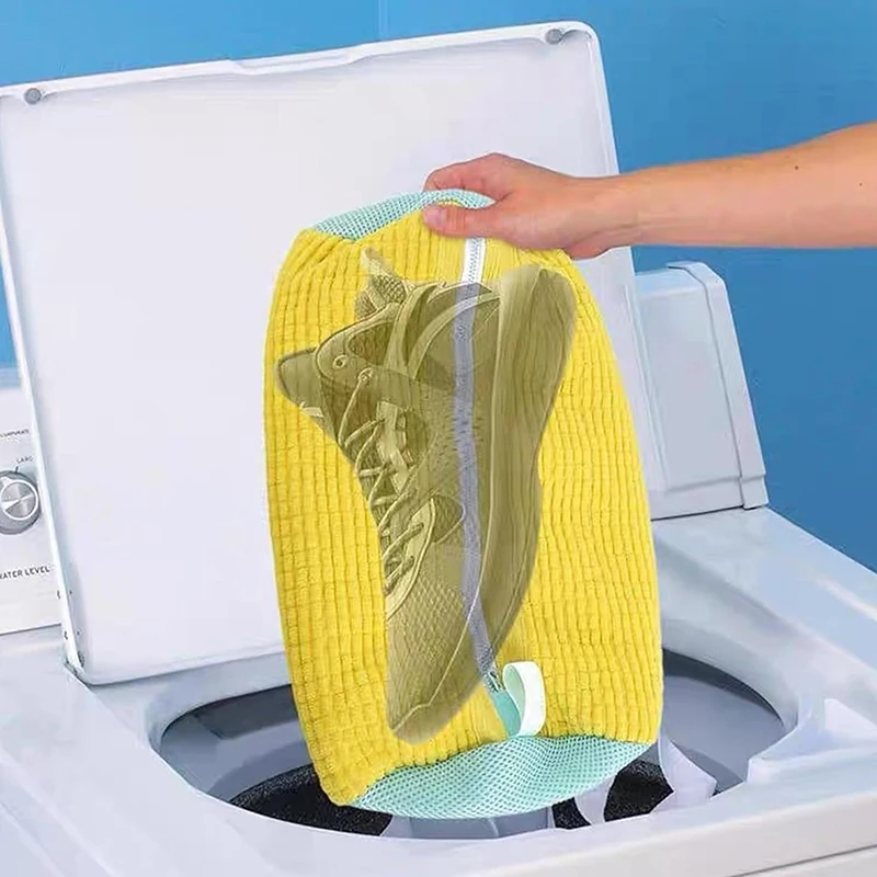 

1PC Wash Bag Padded Net Laundry Shoes Protector Fluffy Fibers Polyester Washing Shoes Machine Friendly Laundry Bag Drying Bags