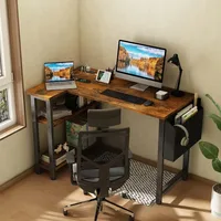 Small L Shaped Desk with Power Outlet Shelves, 40 Inch Reversible Corner Desk for Small Space Home 2