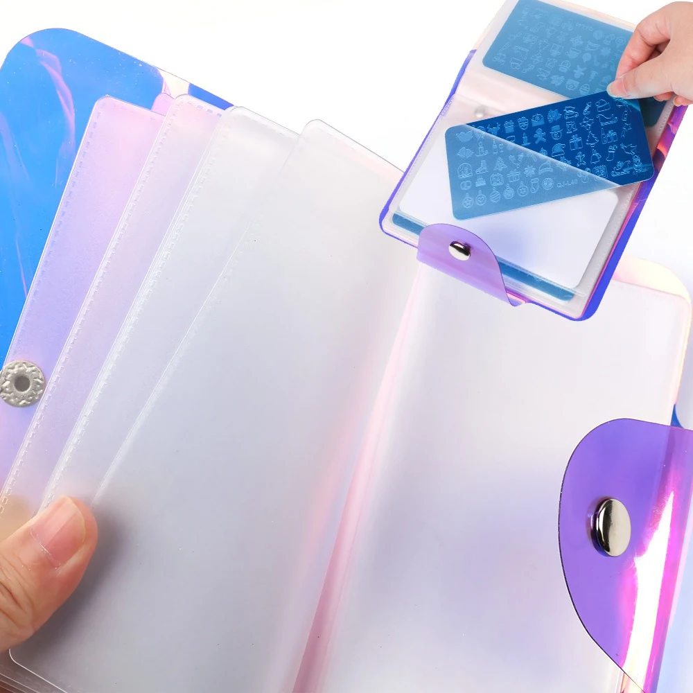 

20 Slots Rectangular Nail Art Stamp Plate Hold Bag Stamping Plates Holder Storage Bag Cases Stamp Bag Organizer Box for Nails