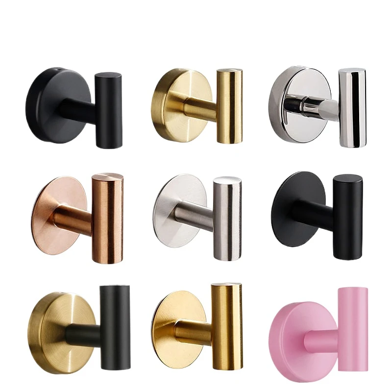 

Wall Hook Stainless Steel Clothes Hanging Hooks Adhesive Key Robe Hanger Towel Holder Kitchen Garage Office Storage Hanger