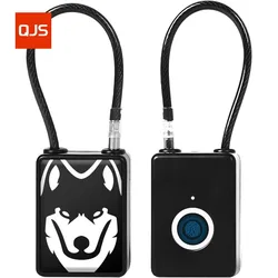 Smart Fingerprint Padlock for Secure Keyless Access (Black - Dog)