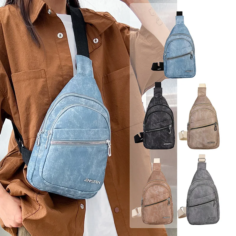 Version coréenne polyvalent en cuir souple hommes sac de poitrine décontracté grande capacité voyage femmes sac à bandoulière sac à dos