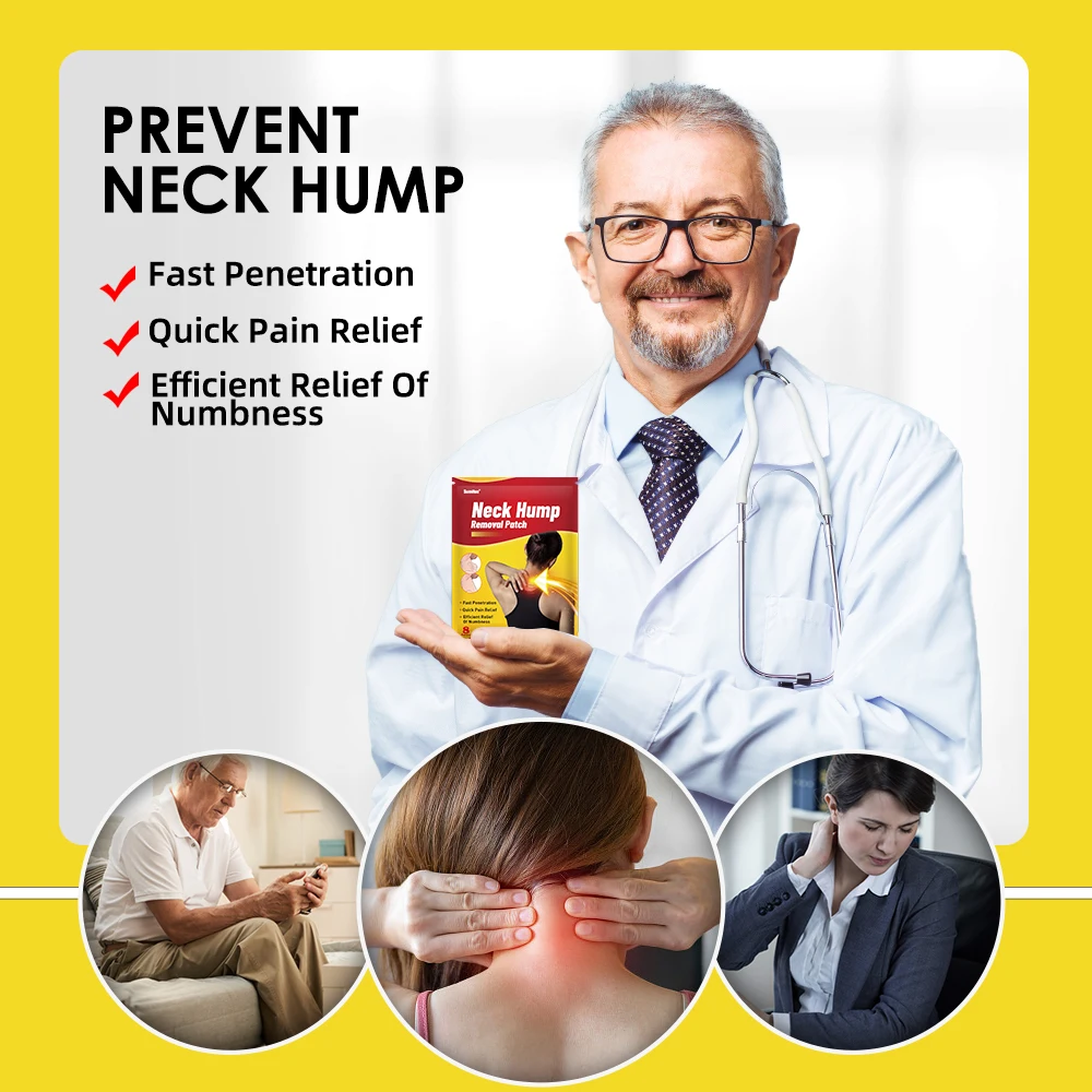 Sumifun Neck Hump Removal Plaster Dowager Hump Drain Patch Posture Corrector Massage Muscle Relax Medical Health Sticker 8pc/bag pain relief patch