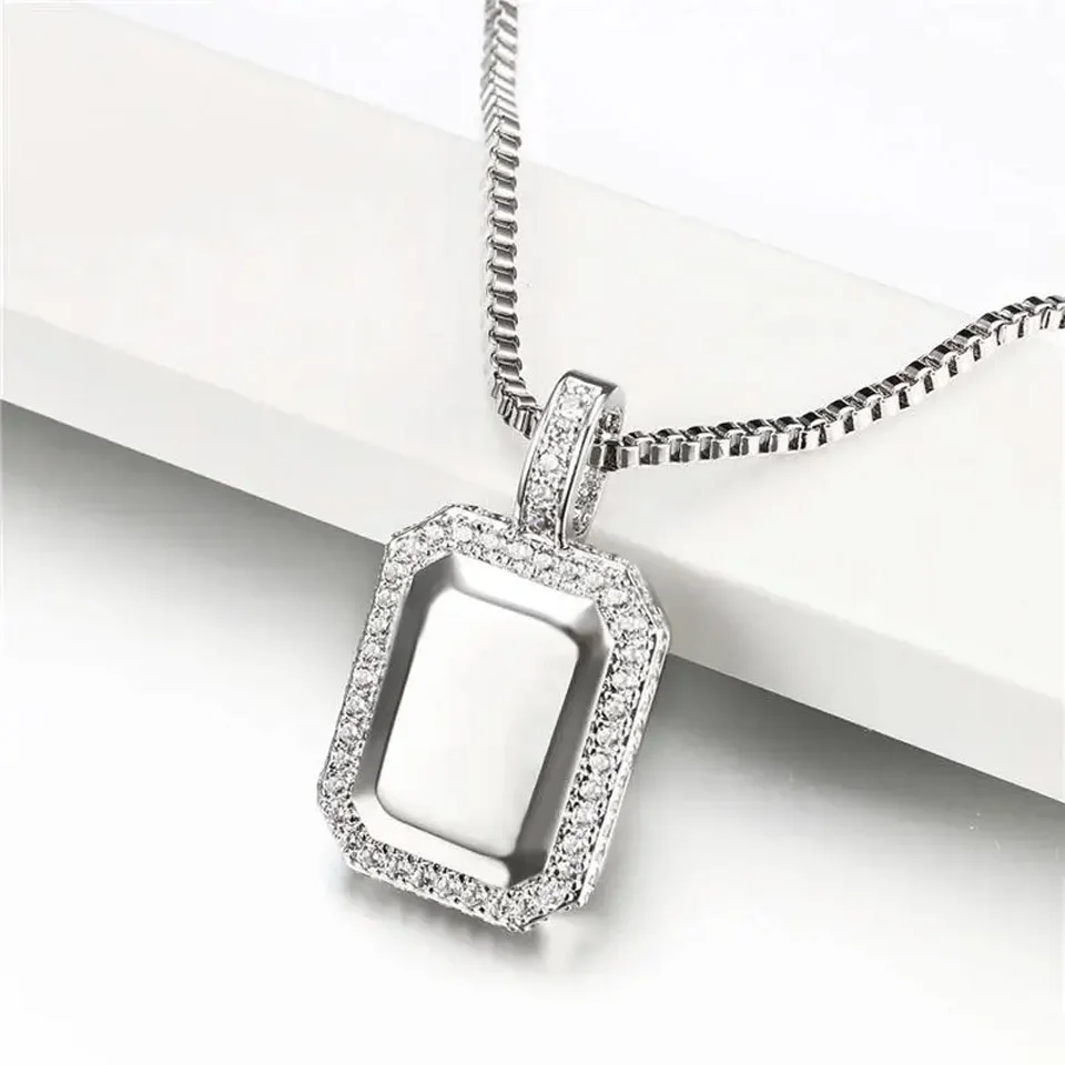 VANAXIN  Fashion Luxury Square Pendant Necklace for Women Jewelry CZ  Statement Jewelry
