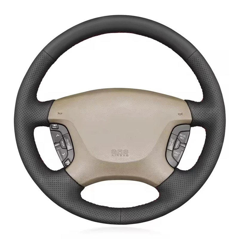 Benutzerdefinierte handgenähte Mikrofaser-Leder-Lenkradabdeckung für Nissan Patrol Y61 1997–2015, Autozubehör