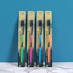 Premium Bamboo Charcoal Toothbrush with Gum - Friendly Deep Clean Bristles (Random Color 1PC)