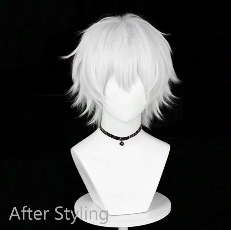 White Men Short Synthetic Straight Fluffy Wig Anime Game Cosplay Wig Heat Resistant For Daily 1