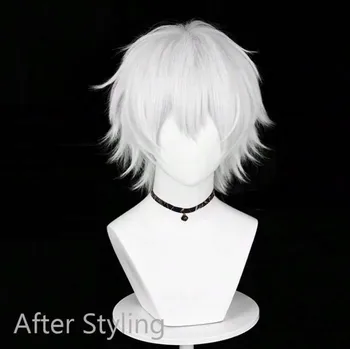 White Men Short Synthetic Straight Fluffy Wig Anime Game Cosplay Wig Heat Resistant For Daily 1