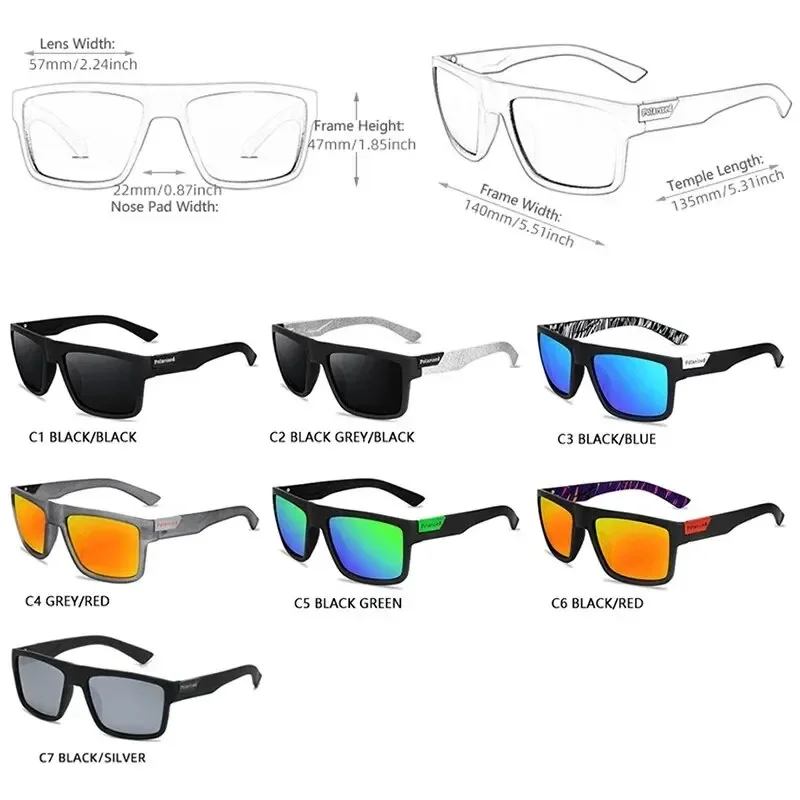 Polarized Sports Glasses Luxury Polarized Sunglasses Fashion Square Male Vintage Driving Fishing Eyeglasses Sport Shades UV Polarized Glasses UV Protection Glasses