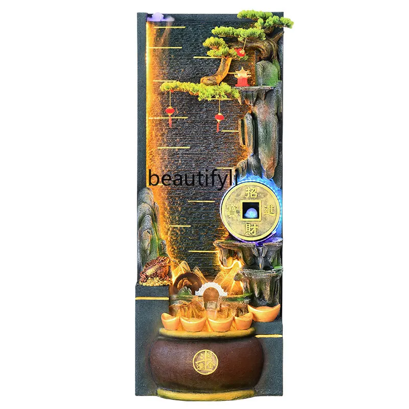 

Water Curtain Wall Flowing Water Indoor Fish Pond Landscape Villa Courtyard Fengshui Wheel Rockery Fountain Fortune Decoration