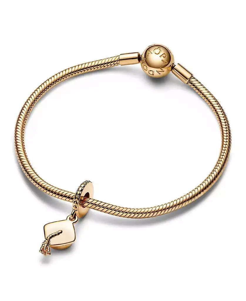 Pandora | 14k Gold-Plated Unique Metal Blend Graduation Cap Dangle Charm - View 3